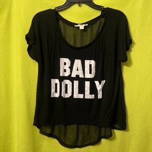 Nicki Minaj Bad Dolly Black High Low Tee Sheer Back XL